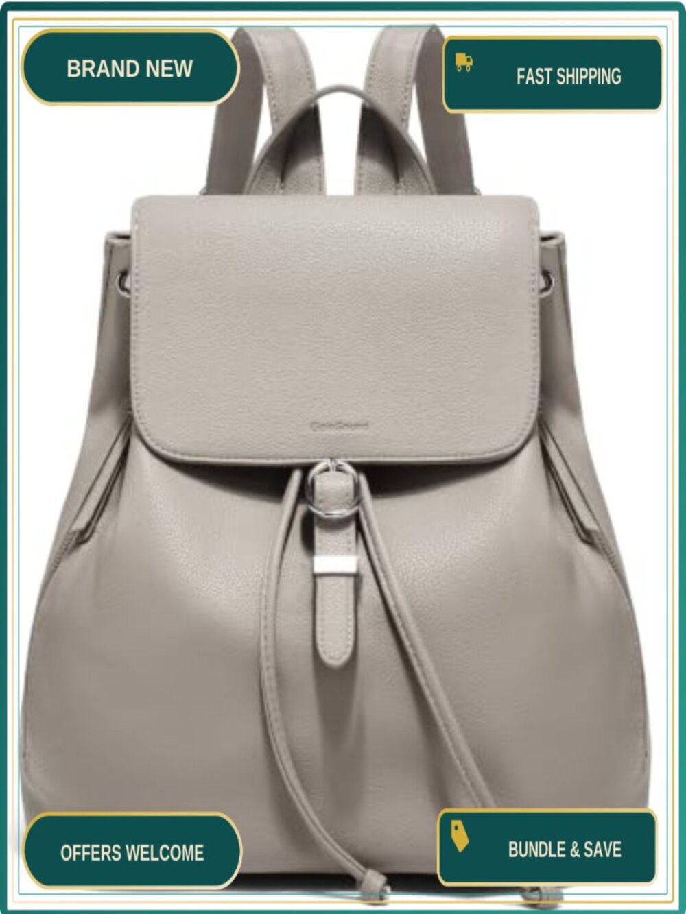 Vegan Leather Drawstring Backpack Purse Multi-Way Carry Women